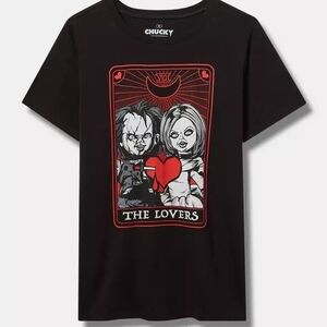 NWT 🗡️Torrid Chucky & Tiffany Tarot Lovers Black Short Sleeve Tee A1
